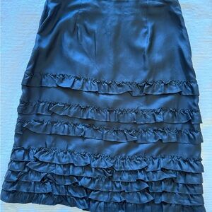 Ralph Lauren Black Knee-Length Ruffled Pencil Skirt